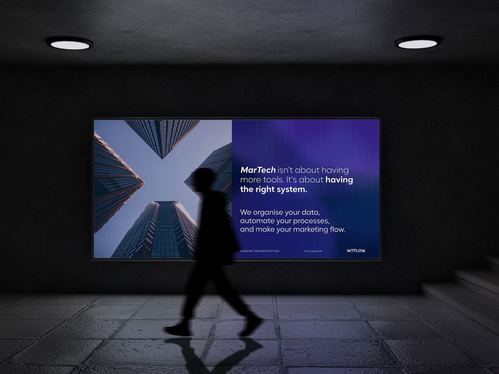 WitFlow brand advertisement in a subway station