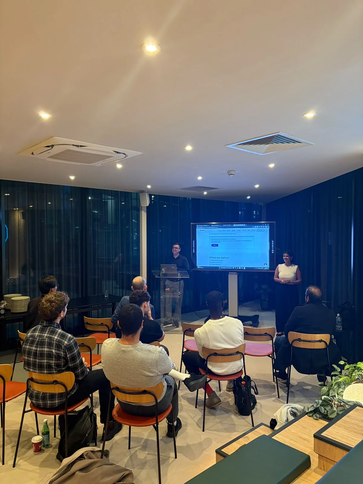 Carlos and Mariana presenting to the Growth Box audience in Manchester